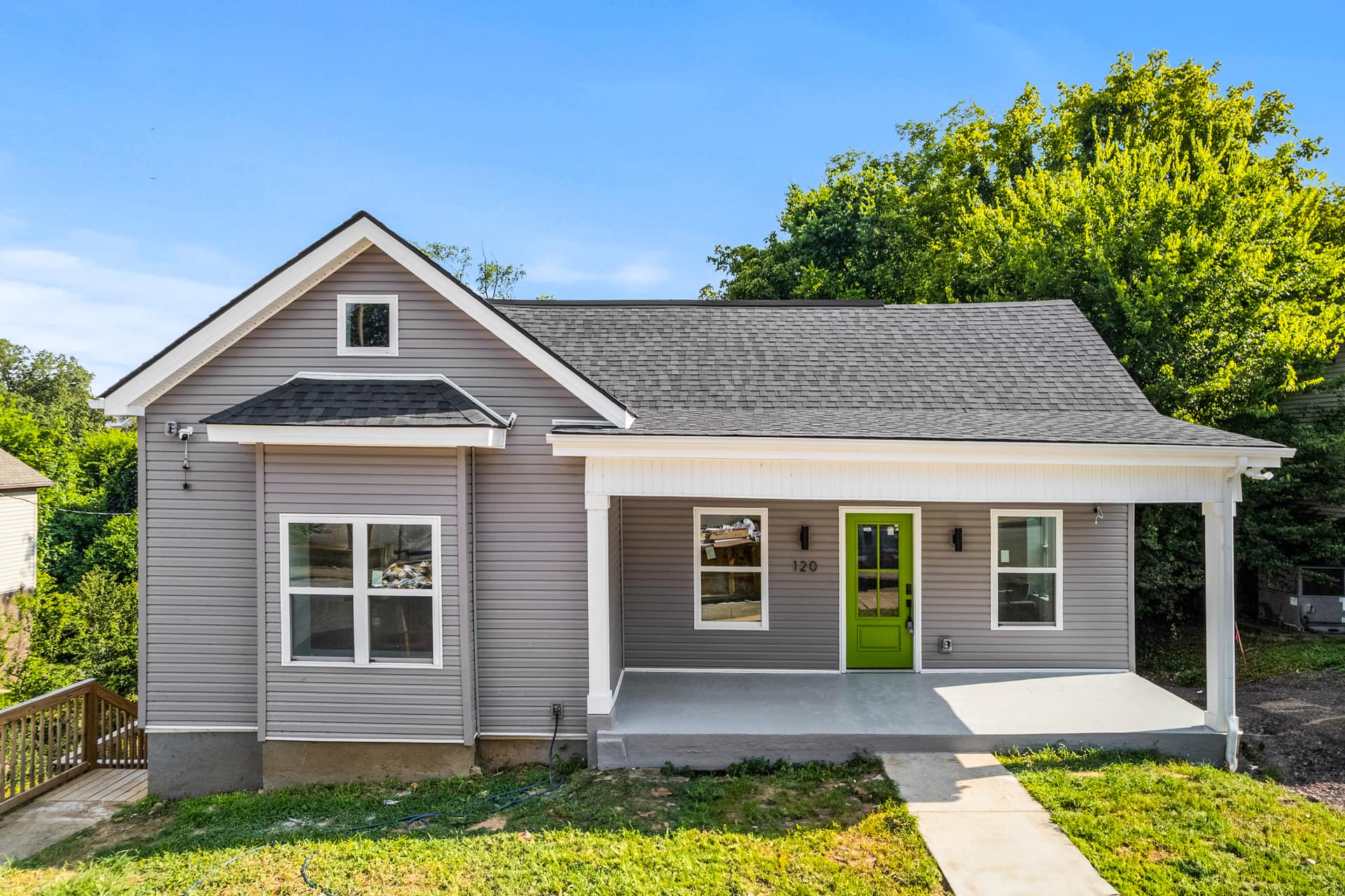 Completed Winter Harbor single-family home with a covered front porch